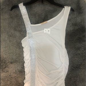 White mini dress/top w/rhinestone strap
